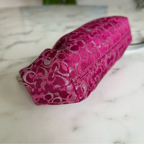 NTW COACH Vintage Optic Mini Signature Lurex Framed Kisslock Clutch Raspberry - Picture 7 of 12